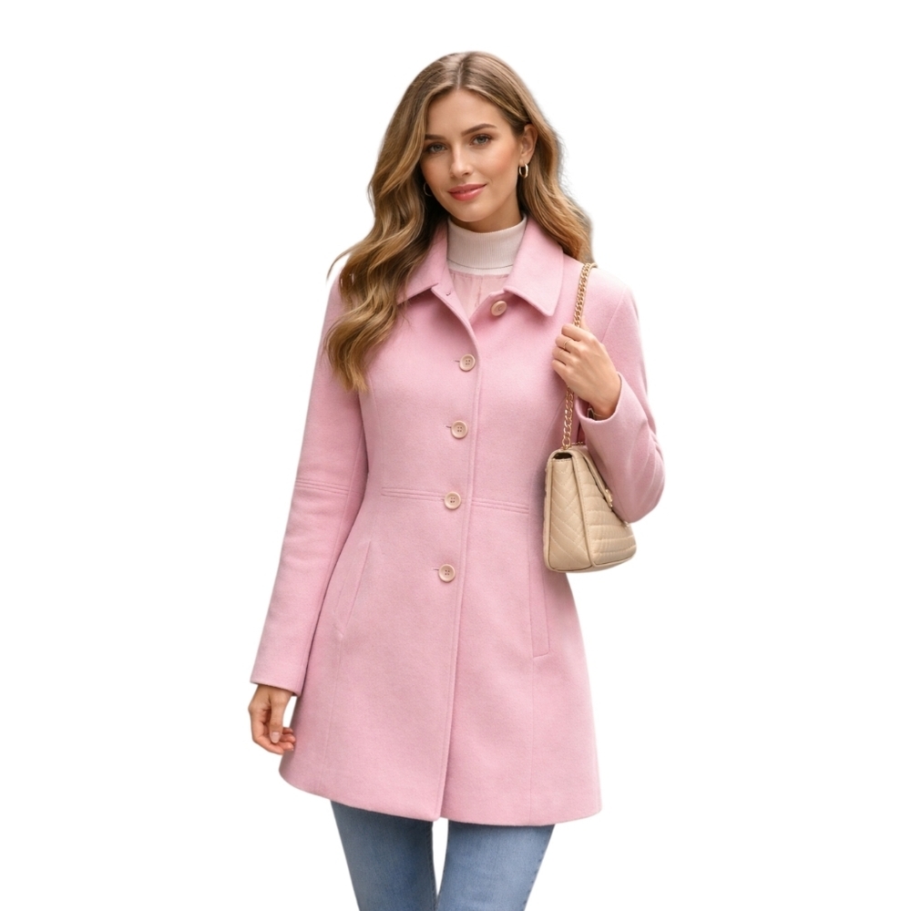 Vtg Wool Baby Pink Peacoat Liz Clairborne 1980's